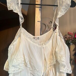 Free People Cream Lace Blouse